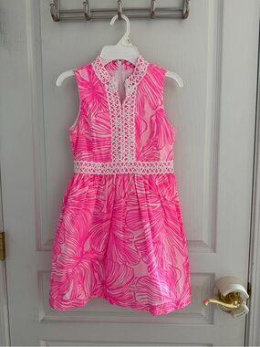 Lilly Pulitzer Pink Floral Lace-Trim Dress